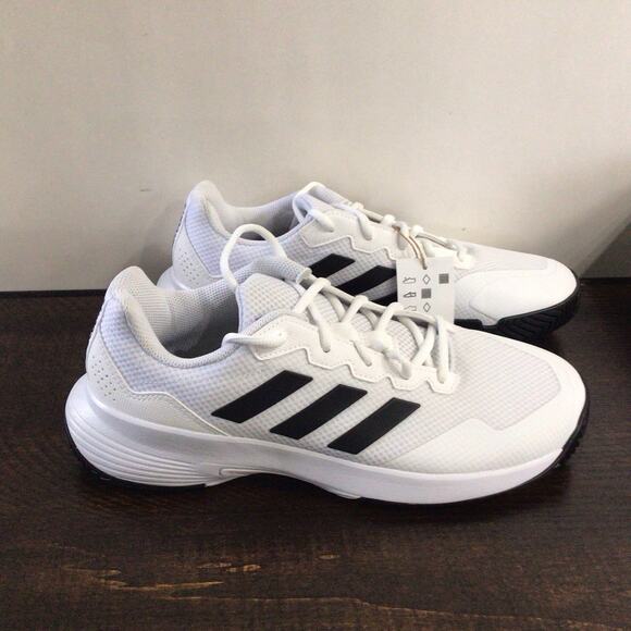 Adidas Mens Game Court 2 Tennis Shoes White Black Size 8.5 Court Shoes New